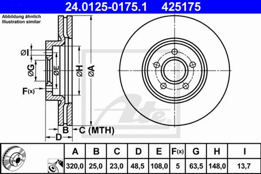 ATE 425175 - Bremžu diski autospares.lv