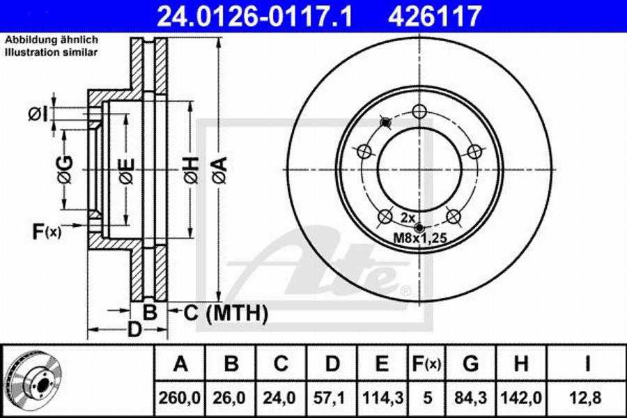 ATE 426117 - Bremžu diski www.autospares.lv