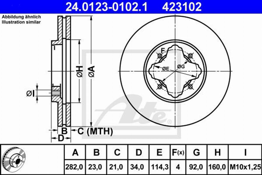 ATE 423102 - Bremžu diski www.autospares.lv