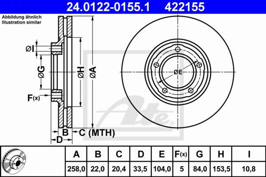 ATE 422155 - Bremžu diski www.autospares.lv