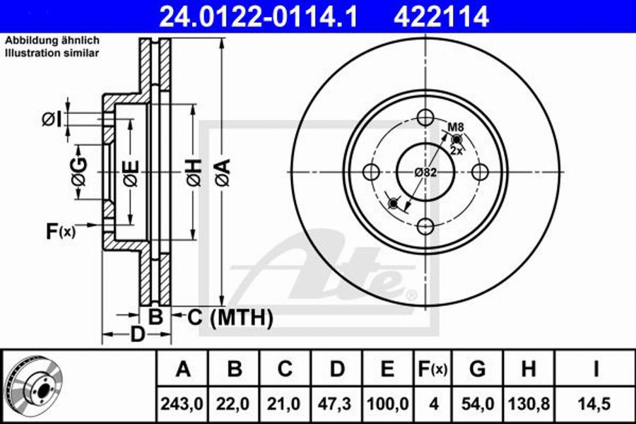 ATE 422114 - Bremžu diski www.autospares.lv