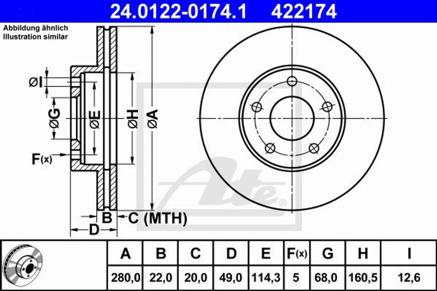 ATE 422174 - Bremžu diski www.autospares.lv