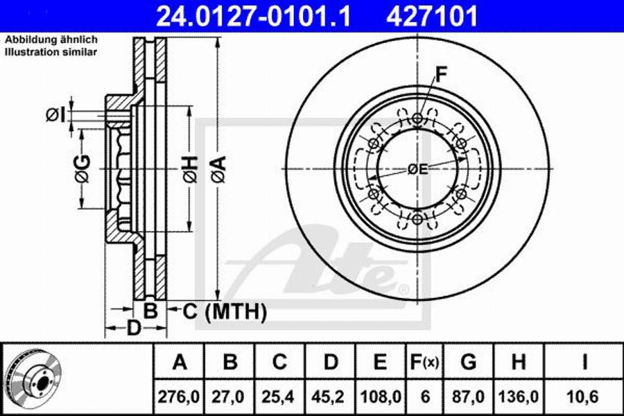 ATE 427101 - Bremžu diski www.autospares.lv