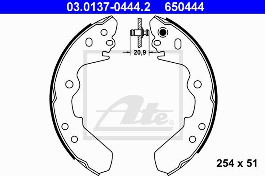 ATE 650444 - Bremžu loku komplekts www.autospares.lv