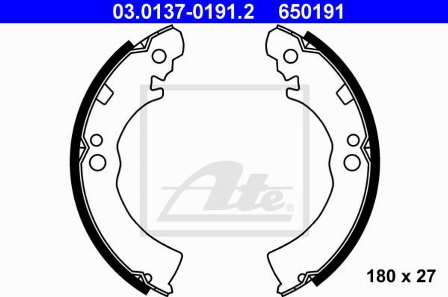 ATE 650191 - Bremžu loku komplekts autospares.lv