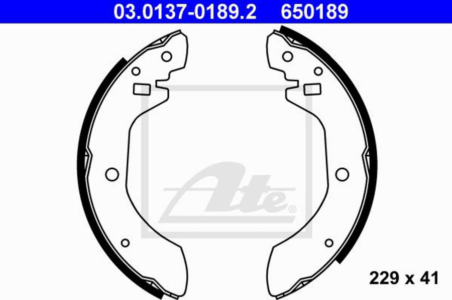 ATE 650189 - Bremžu loku komplekts www.autospares.lv