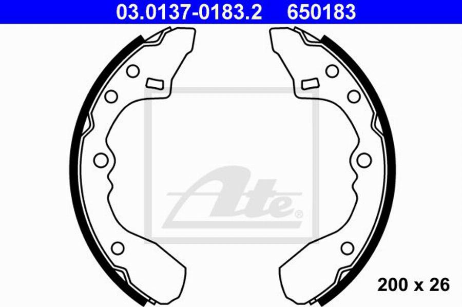 ATE 650183 - Bremžu loku komplekts www.autospares.lv