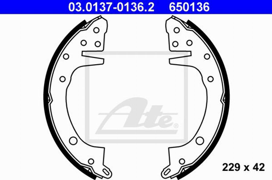 ATE 650136 - Bremžu loku komplekts www.autospares.lv