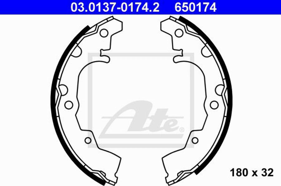 ATE 650174 - Brake Shoe Set www.autospares.lv