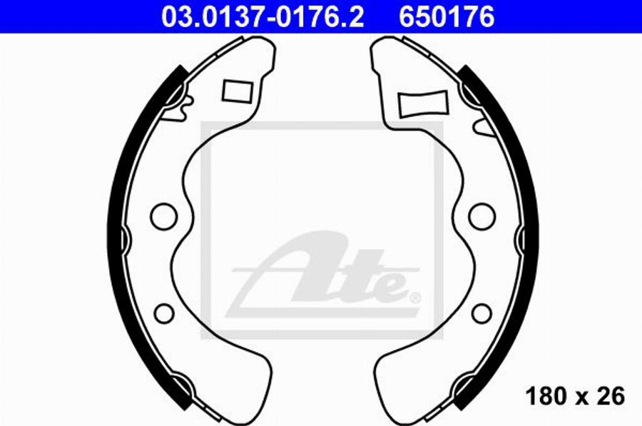 ATE 650176 - Bremžu loku komplekts www.autospares.lv