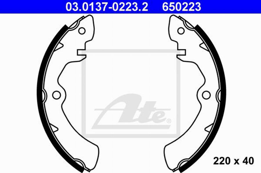 ATE 650223 - Bremžu loku komplekts www.autospares.lv