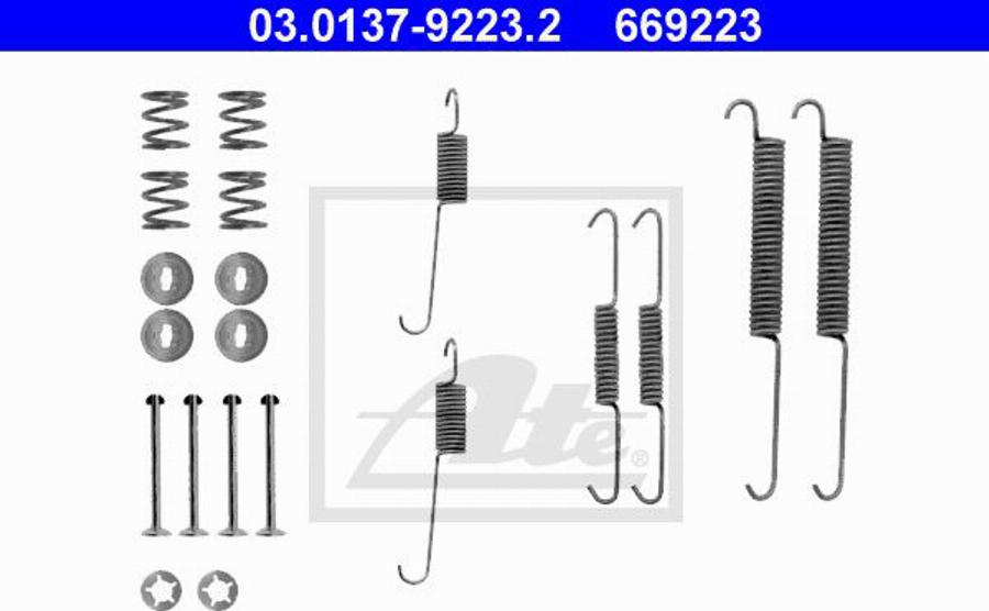 ATE 669223 - Piederumu komplekts, Bremžu loki www.autospares.lv