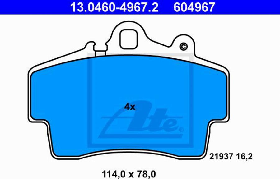 ATE 604967 - Bremžu uzliku kompl., Disku bremzes www.autospares.lv