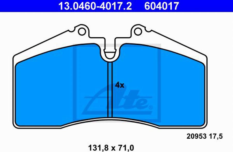 ATE 604017 - Bremžu uzliku kompl., Disku bremzes www.autospares.lv