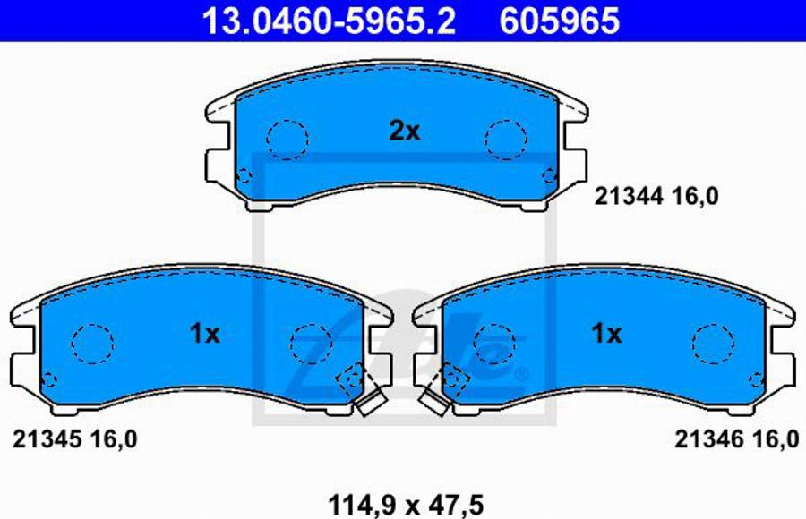 ATE 605965 - Bremžu uzliku kompl., Disku bremzes autospares.lv