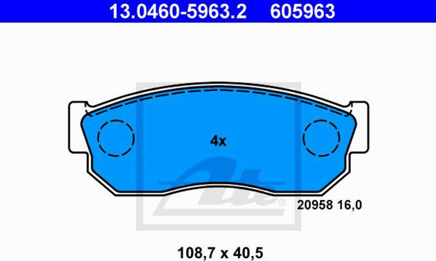 ATE 605963 - Bremžu uzliku kompl., Disku bremzes www.autospares.lv