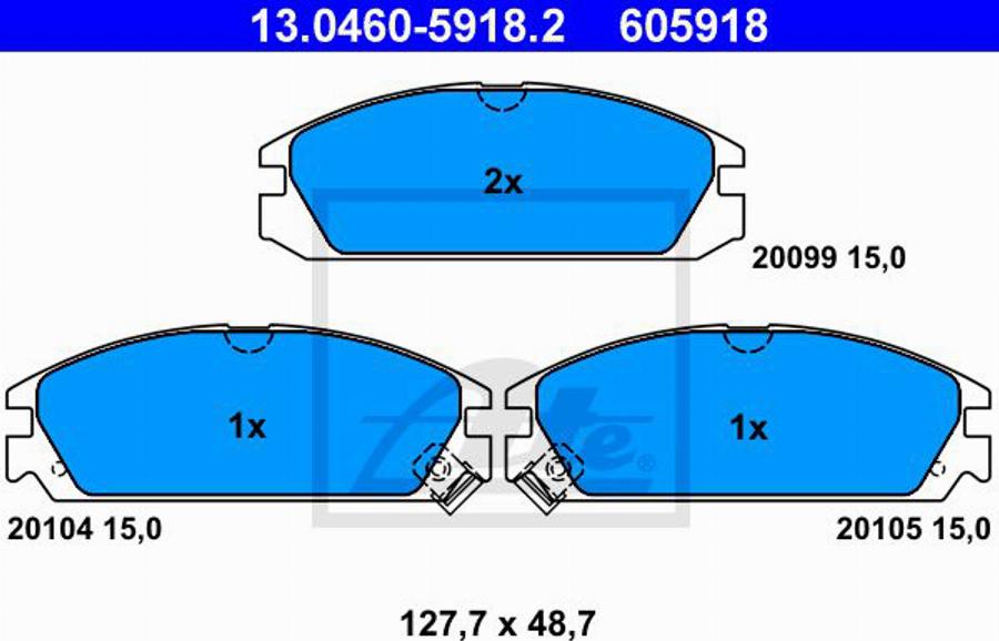 ATE 605918 - Тормозные колодки, дисковые, комплект www.autospares.lv