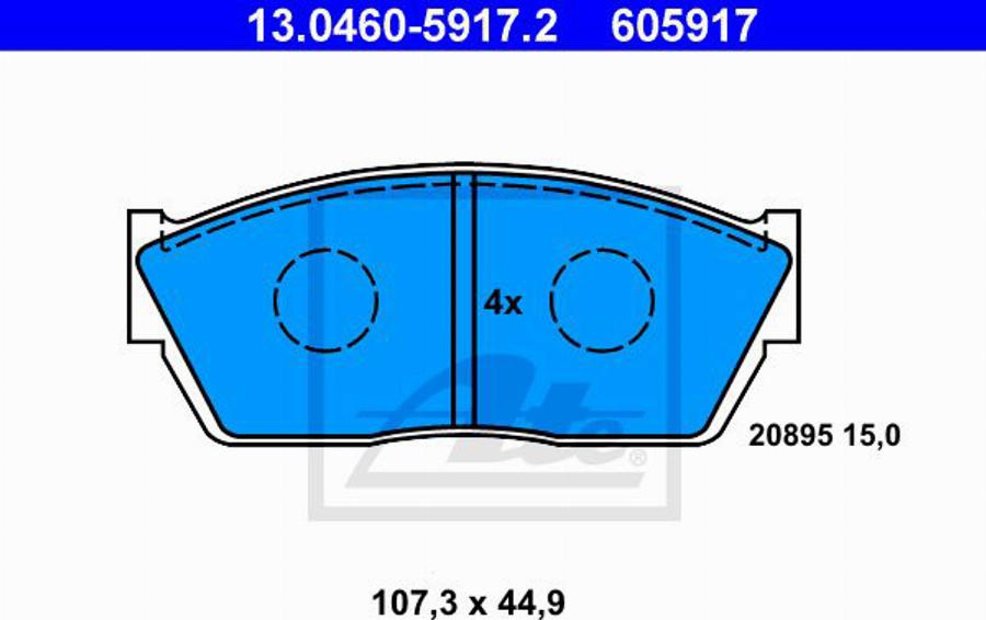 ATE 605917 - Bremžu uzliku kompl., Disku bremzes www.autospares.lv