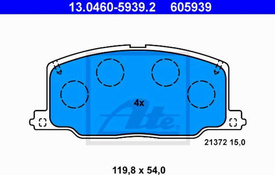 ATE 605939 - Brake Pad Set, disc brake www.autospares.lv