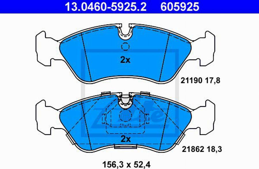 ATE 605925 - Bremžu uzliku kompl., Disku bremzes autospares.lv