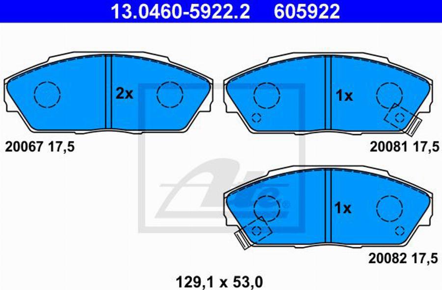 ATE 605922 - Тормозные колодки, дисковые, комплект www.autospares.lv