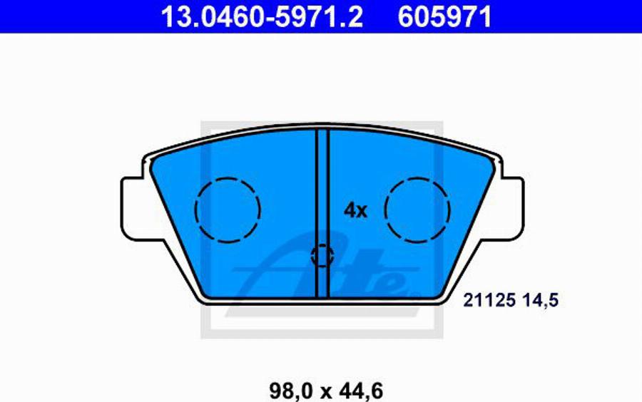 ATE 605971 - Bremžu uzliku kompl., Disku bremzes www.autospares.lv