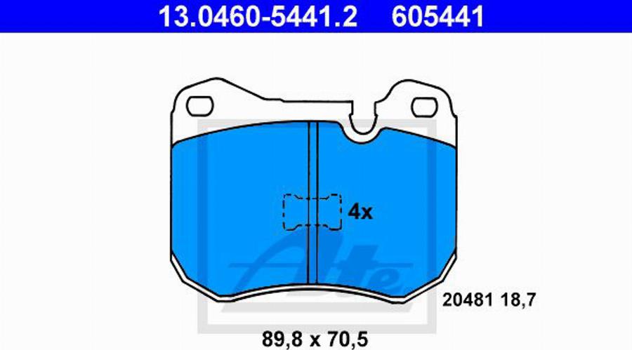 ATE 605441 - Bremžu uzliku kompl., Disku bremzes www.autospares.lv