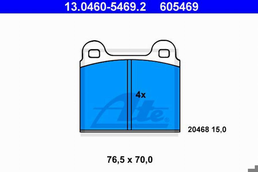 ATE 605469 - Bremžu uzliku kompl., Disku bremzes autospares.lv