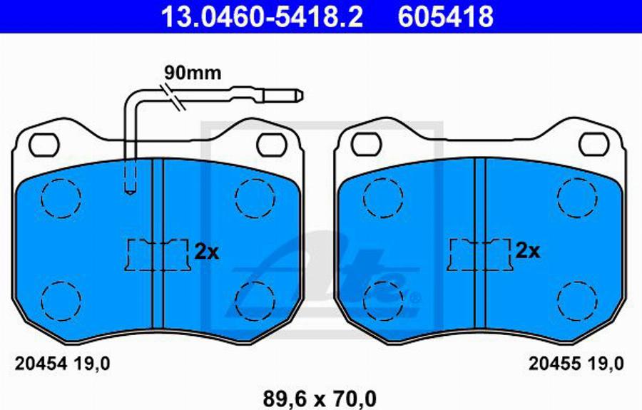 ATE 605418 - Bremžu uzliku kompl., Disku bremzes www.autospares.lv