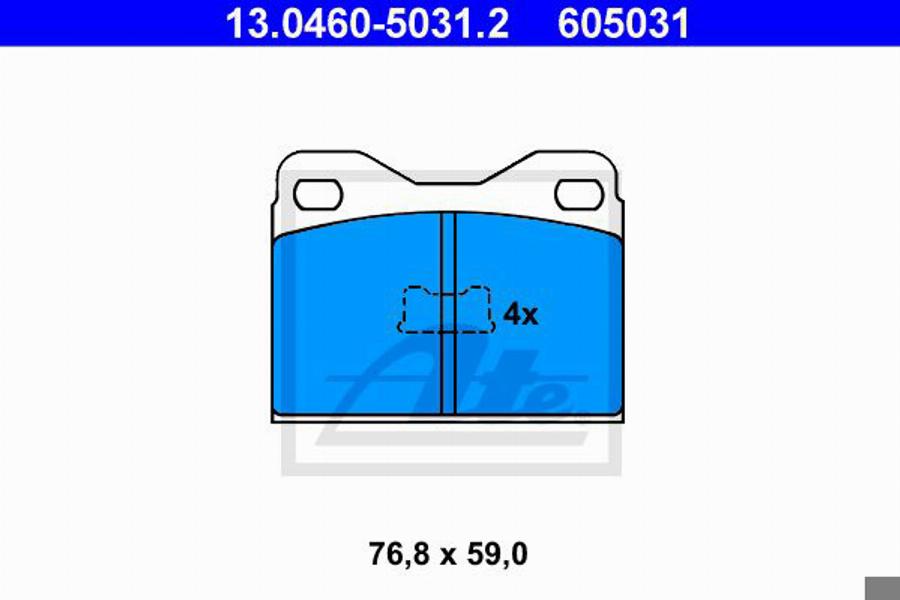 ATE 605031 - Bremžu uzliku kompl., Disku bremzes autospares.lv