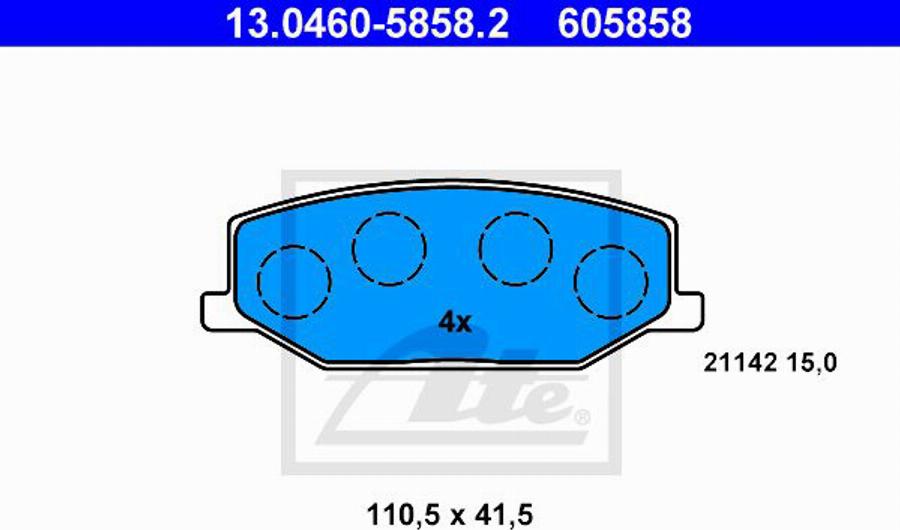 ATE 605858 - Brake Pad Set, disc brake www.autospares.lv