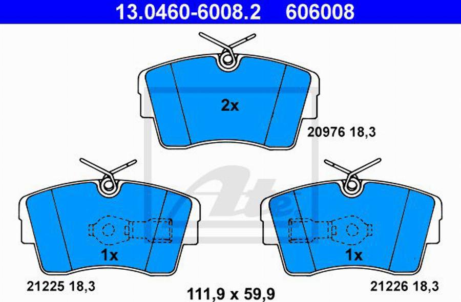 ATE 606008 - Тормозные колодки, дисковые, комплект www.autospares.lv