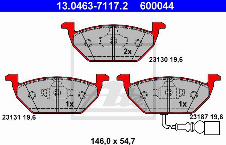 ATE 600044 - Bremžu uzliku kompl., Disku bremzes autospares.lv