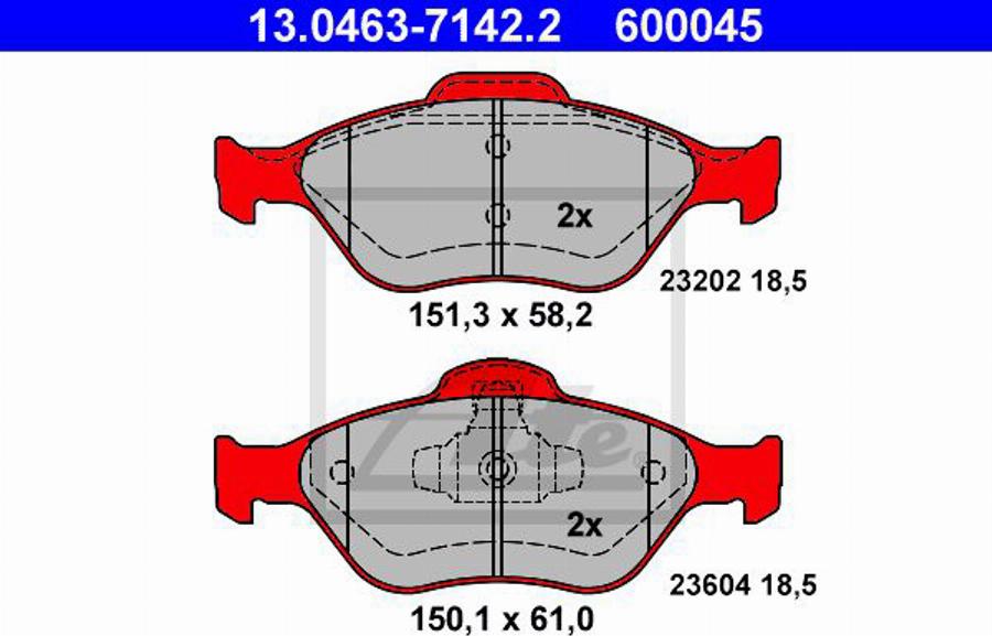 ATE 600045 - Тормозные колодки, дисковые, комплект www.autospares.lv