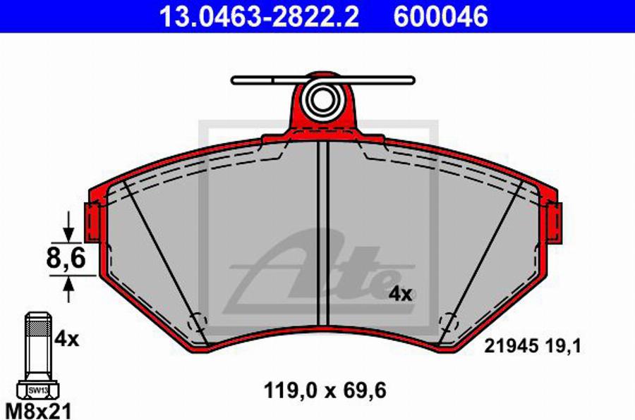 ATE 600046 - Bremžu uzliku kompl., Disku bremzes autospares.lv