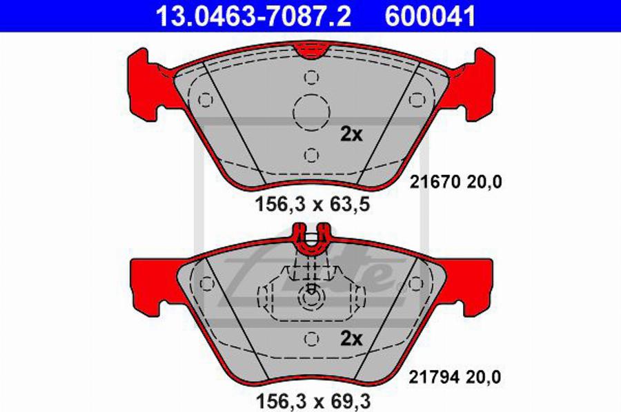 ATE 600041 - Bremžu uzliku kompl., Disku bremzes www.autospares.lv