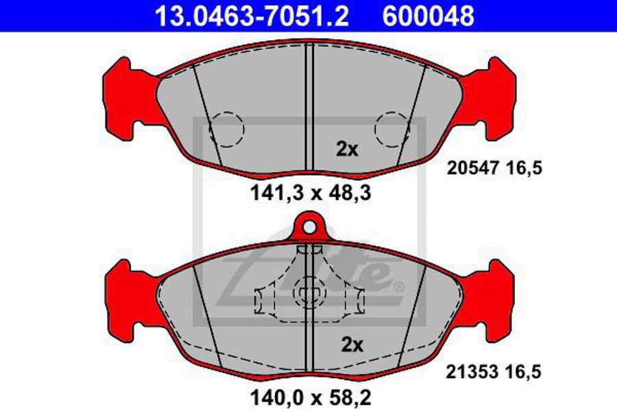 ATE 600048 - Тормозные колодки, дисковые, комплект www.autospares.lv