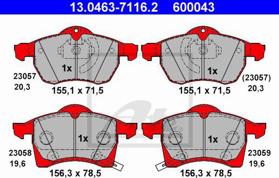 ATE 600043 - Bremžu uzliku kompl., Disku bremzes autospares.lv