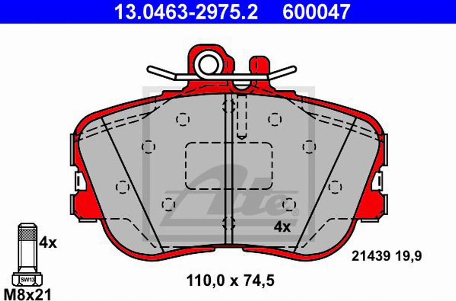 ATE 600047 - Bremžu uzliku kompl., Disku bremzes www.autospares.lv