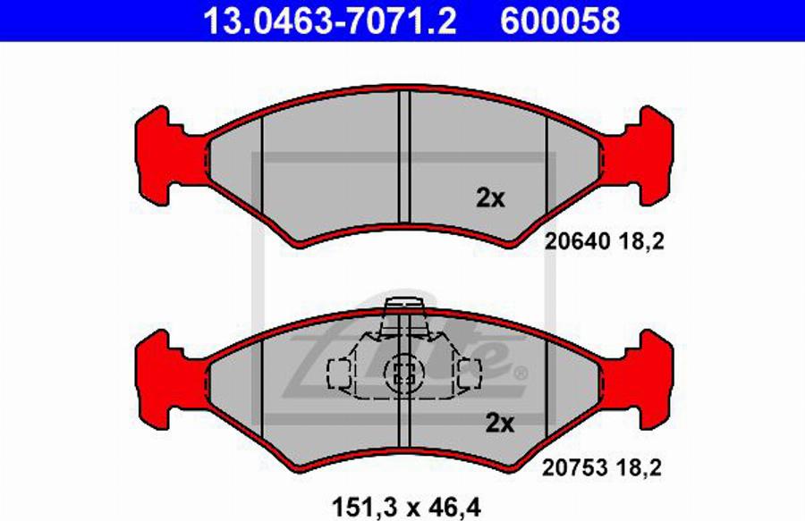 ATE 600058 - Тормозные колодки, дисковые, комплект www.autospares.lv