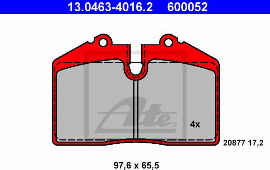 ATE 600052 - Bremžu uzliku kompl., Disku bremzes www.autospares.lv