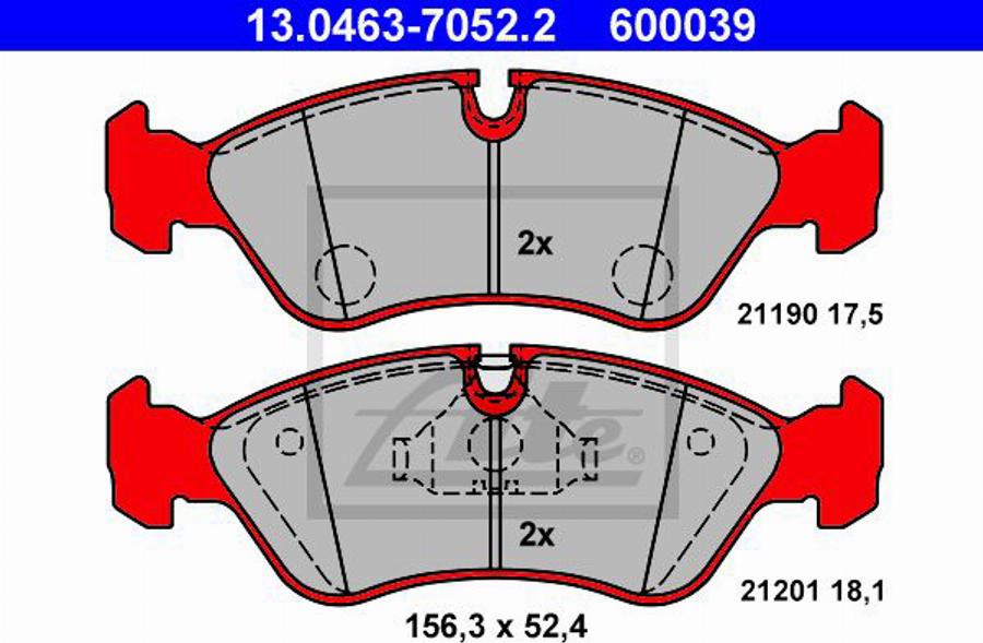 ATE 600039 - Тормозные колодки, дисковые, комплект www.autospares.lv