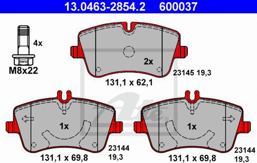 ATE 600037 - Bremžu uzliku kompl., Disku bremzes autospares.lv