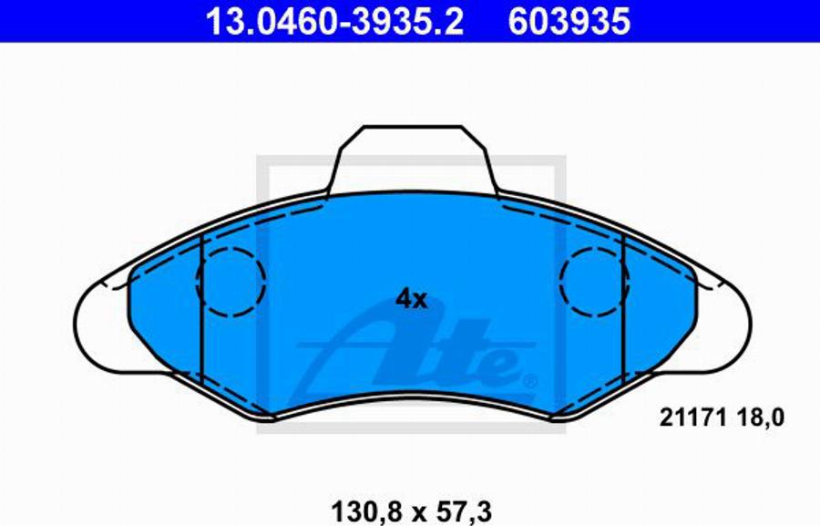 ATE 603935 - Bremžu uzliku kompl., Disku bremzes autospares.lv