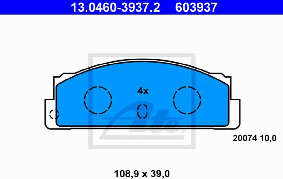 ATE 603937 - Bremžu uzliku kompl., Disku bremzes www.autospares.lv