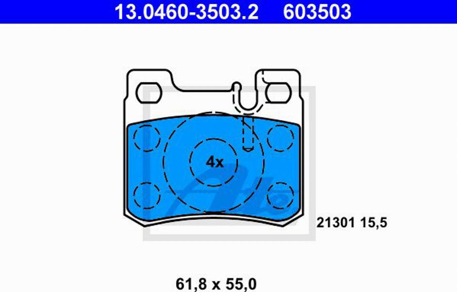 ATE 603503 - Bremžu uzliku kompl., Disku bremzes www.autospares.lv