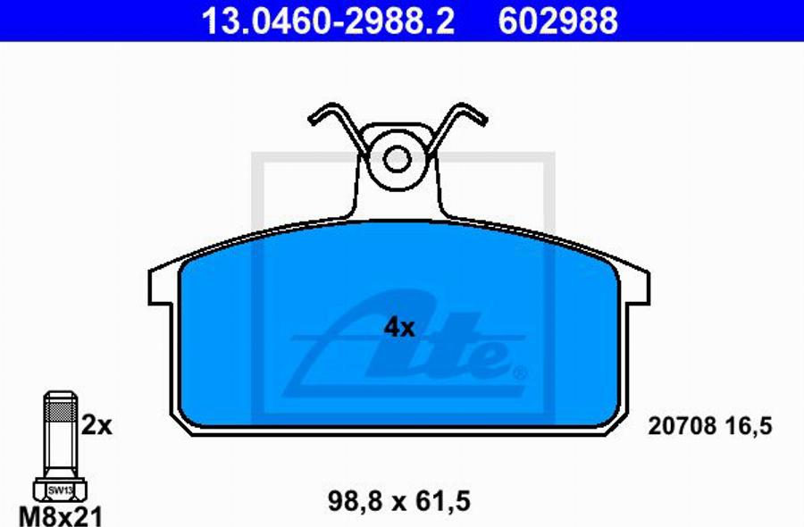 ATE 602988 - Bremžu uzliku kompl., Disku bremzes autospares.lv