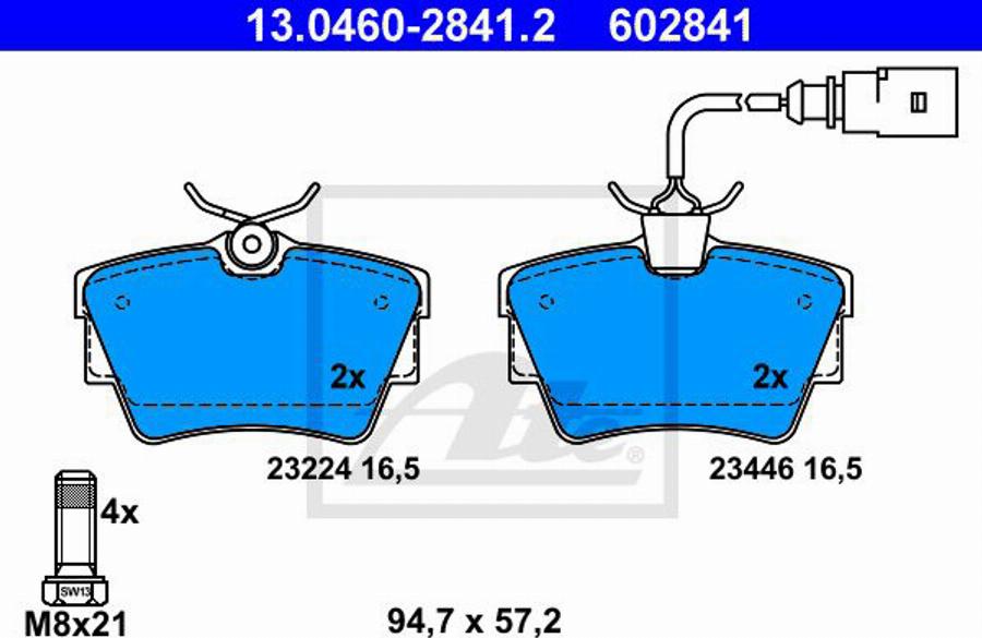 ATE 602841 - Bremžu uzliku kompl., Disku bremzes www.autospares.lv