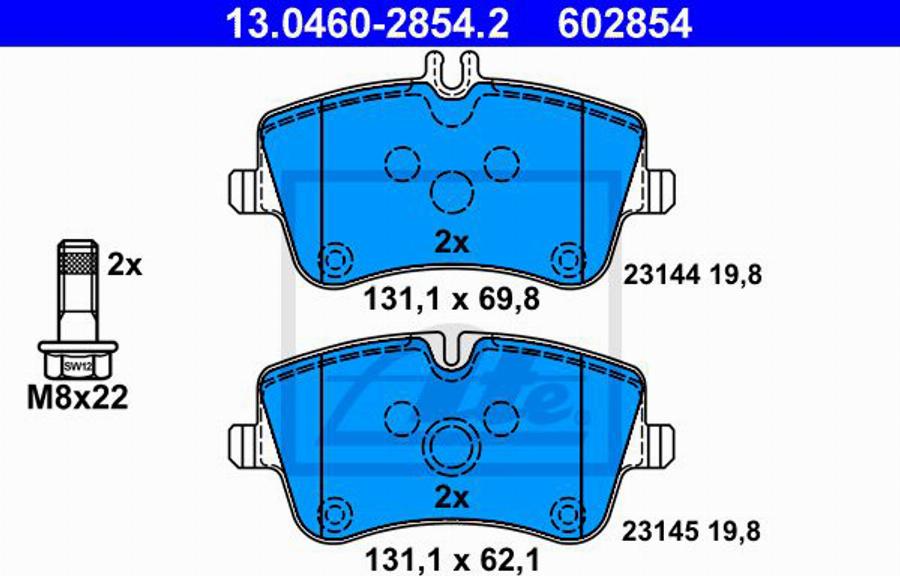 ATE 602854 - Bremžu uzliku kompl., Disku bremzes autospares.lv