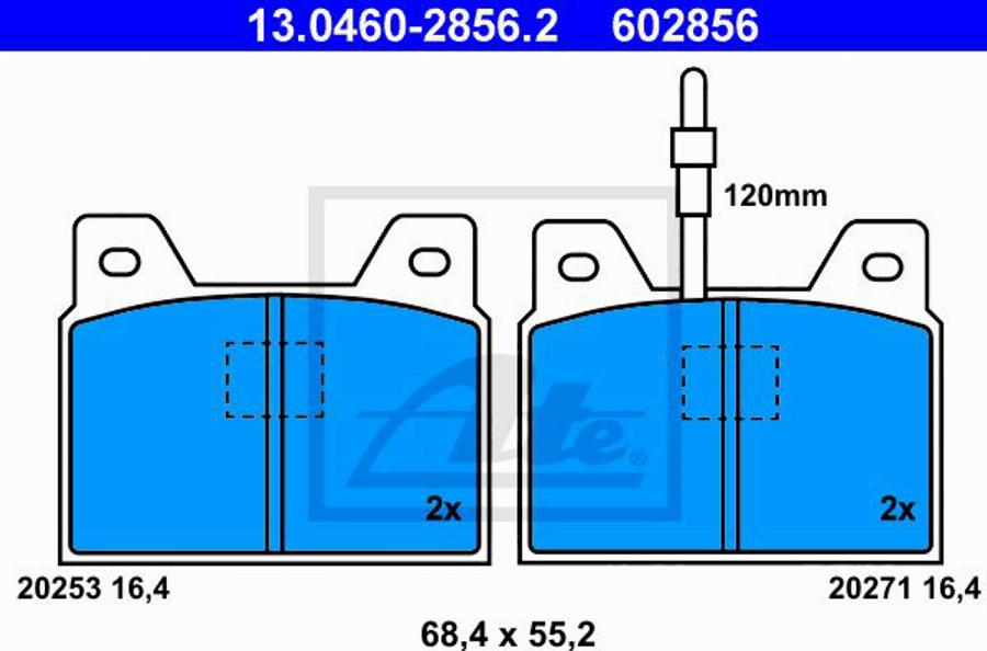 ATE 602856 - Тормозные колодки, дисковые, комплект www.autospares.lv